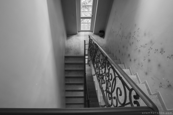 "Hotel Allegria" "Adam X" Urbex Urban Exploration Belgium staircase b&w